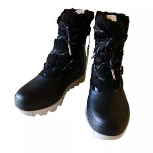 SOREL Joan of Arctic Next Lace Up Snow Boots WP Black Leather Women's Size 9.5